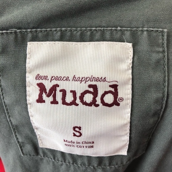 Mudd Military Jacket Small Green Studded Denim Coat - Picture 7 of 9